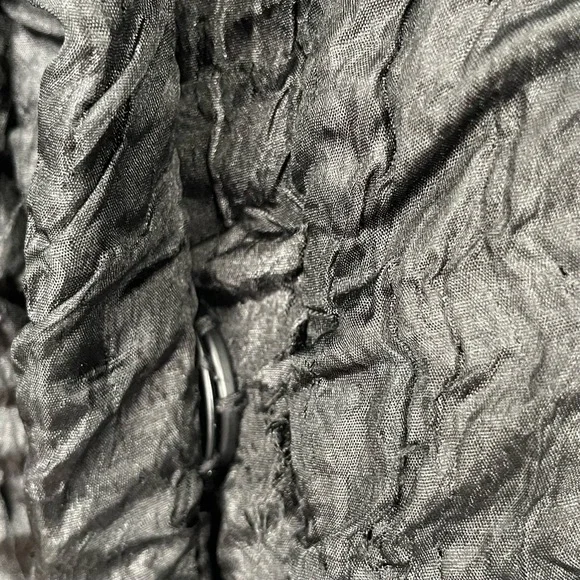 Yoana Baraschi Womens Black Quilted Textured Collared Crinkle Jacket Coat Size S